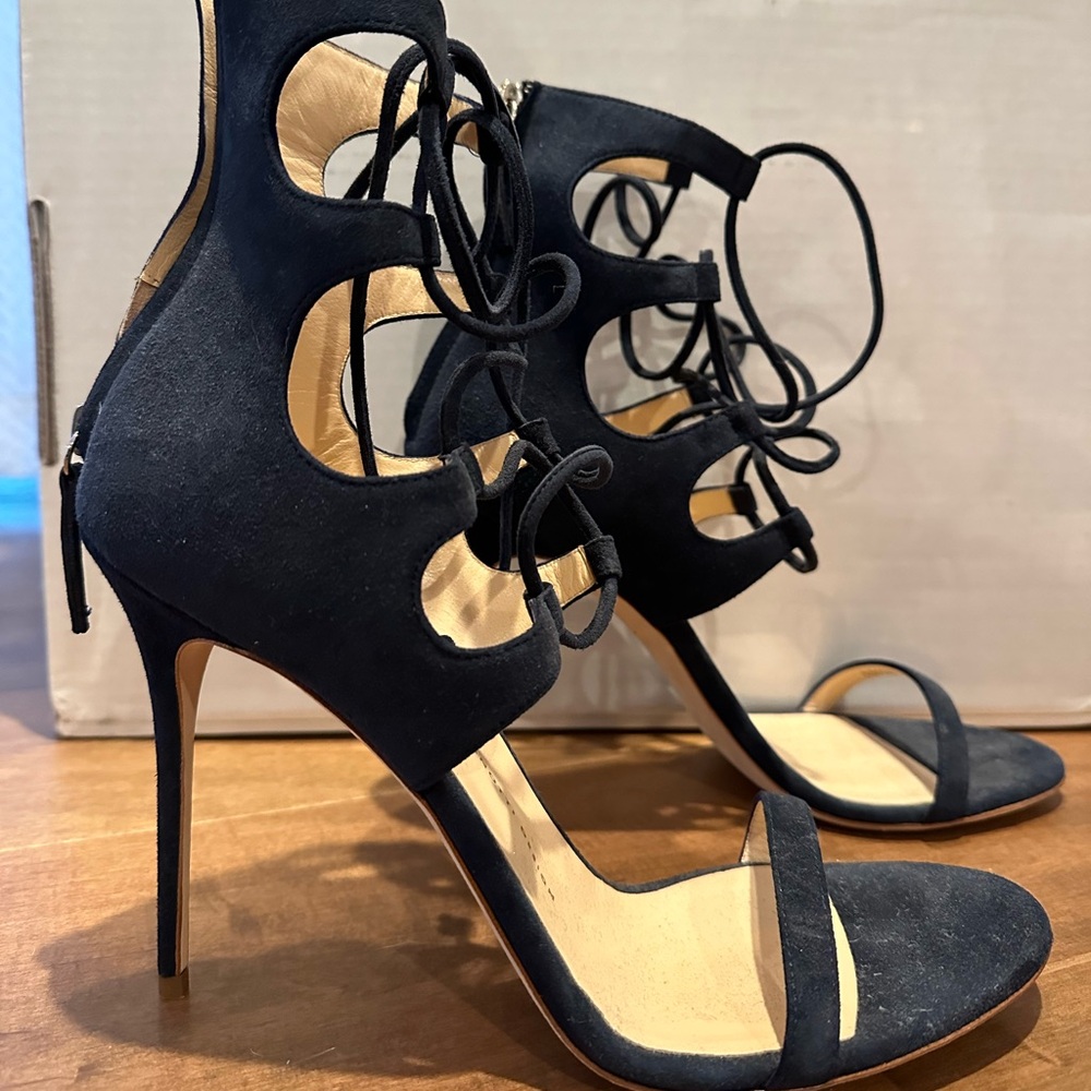 NWOT Giuseppe Zanotti navy lace up heels, never been worn, perfect condition